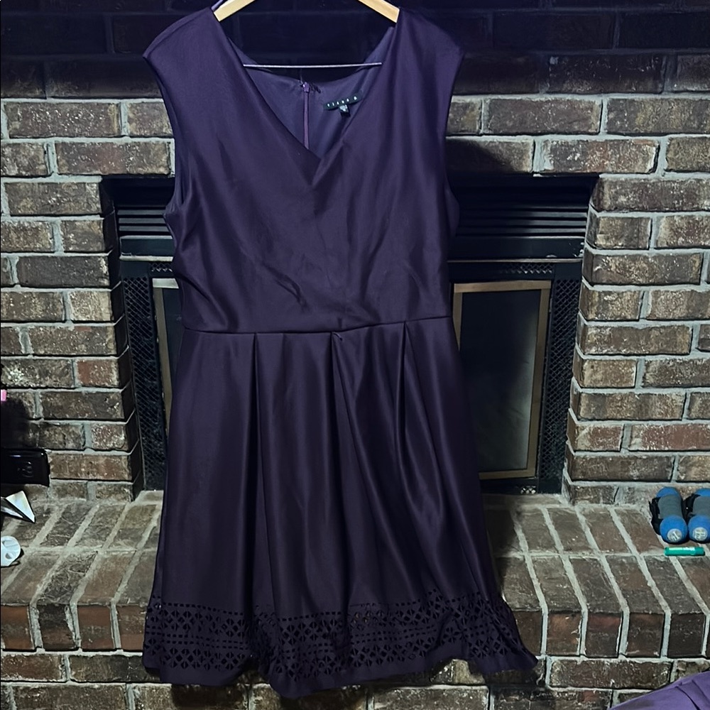 Tiana B. Purple Pleated Tiered Long Sleeve Dress